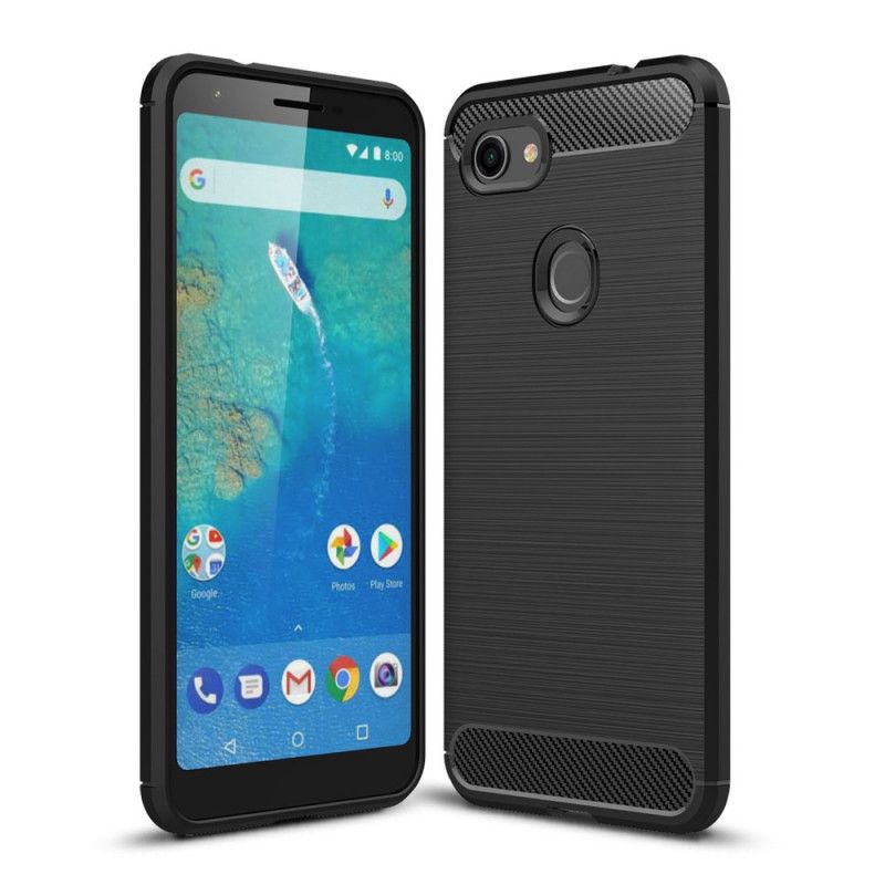 Hülle Google Pixel 3A XL Schwarz Gebürstete Kohlefaser