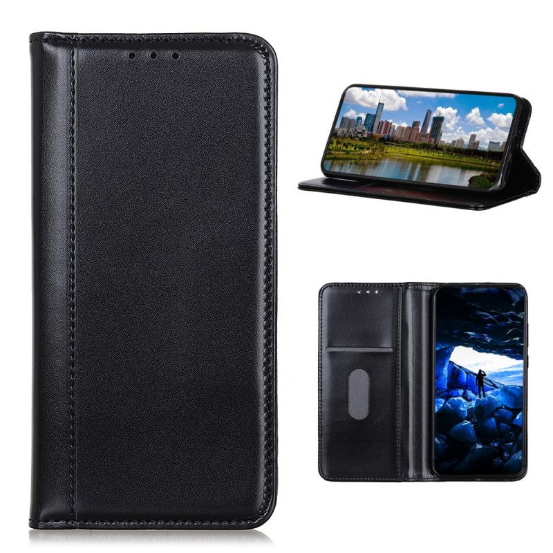 Flip Case Sony Xperia 5 II Schwarz Gespaltenes Leder