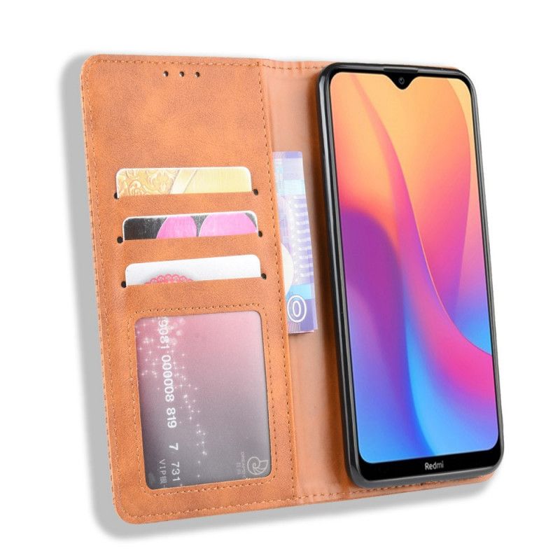 Flip Case Xiaomi Redmi 8A Schwarz Stilisierter Vintage-Ledereffekt