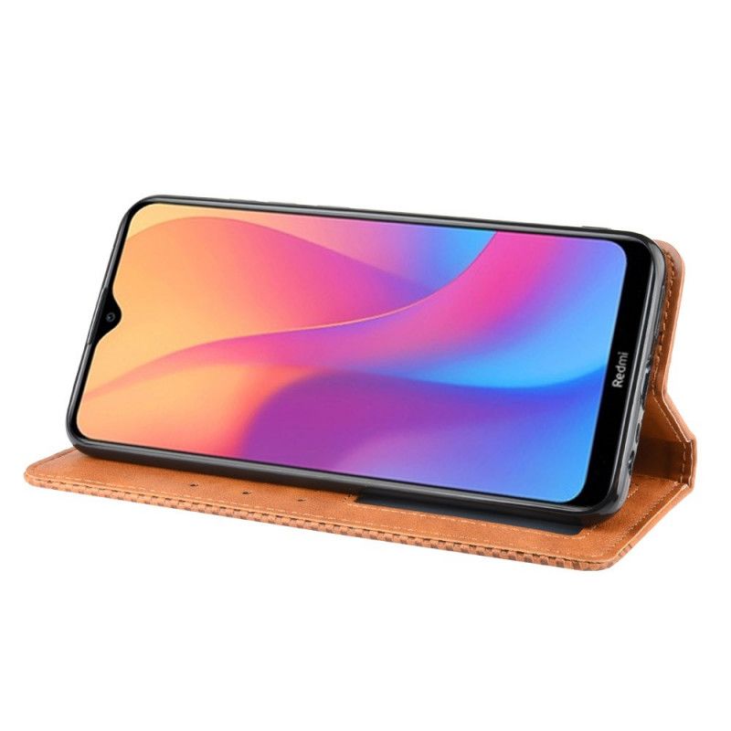 Flip Case Xiaomi Redmi 8A Schwarz Stilisierter Vintage-Ledereffekt