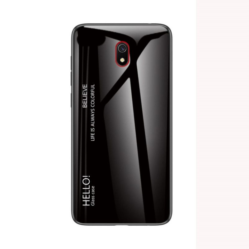 Hülle Xiaomi Redmi 8A Schwarz Handyhülle Hallo Gehärtetes Glas