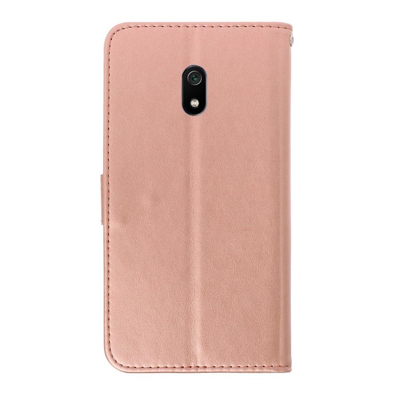 Lederhüllen Für Xiaomi Redmi 8A Hellpurpur Bunte Schmetterlinge Und Blumen