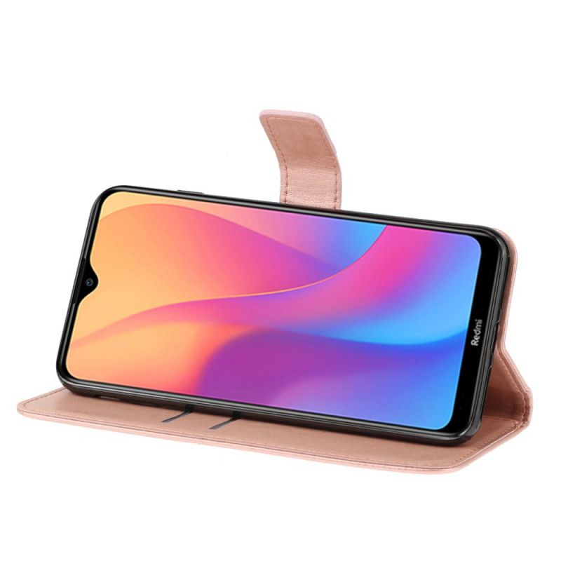 Lederhüllen Für Xiaomi Redmi 8A Hellpurpur Bunte Schmetterlinge Und Blumen