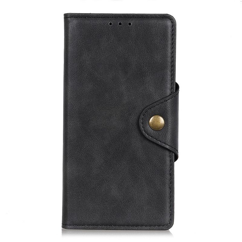 Lederhüllen Für Xiaomi Redmi 8A Schwarz Vintage Kunstleder Und Knopf