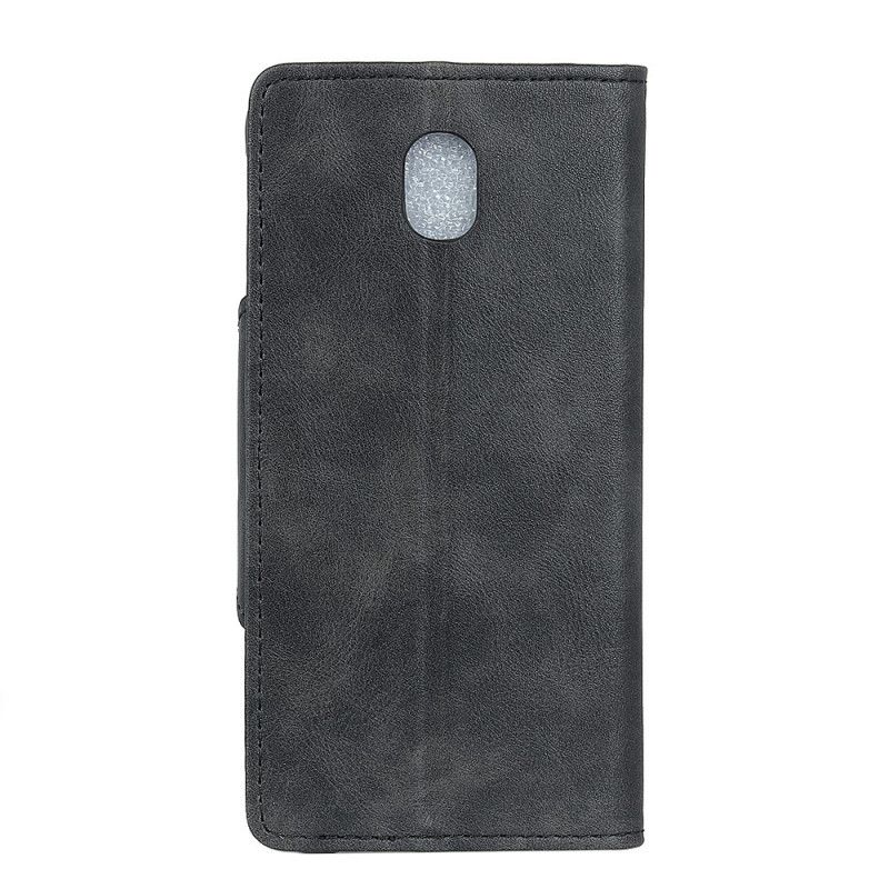 Lederhüllen Für Xiaomi Redmi 8A Schwarz Vintage Kunstleder Und Knopf