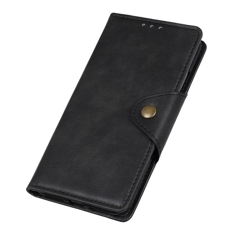 Lederhüllen Für Xiaomi Redmi 8A Schwarz Vintage Kunstleder Und Knopf