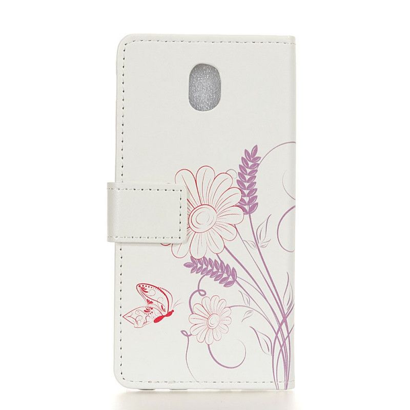 Lederhüllen Xiaomi Redmi 8A Schmetterlinge Und Blumen Zeichnen