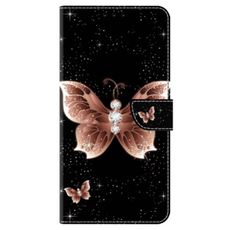 Lederhüllen Google Pixel 9 Pro Xl Rosa Diamant-schmetterling