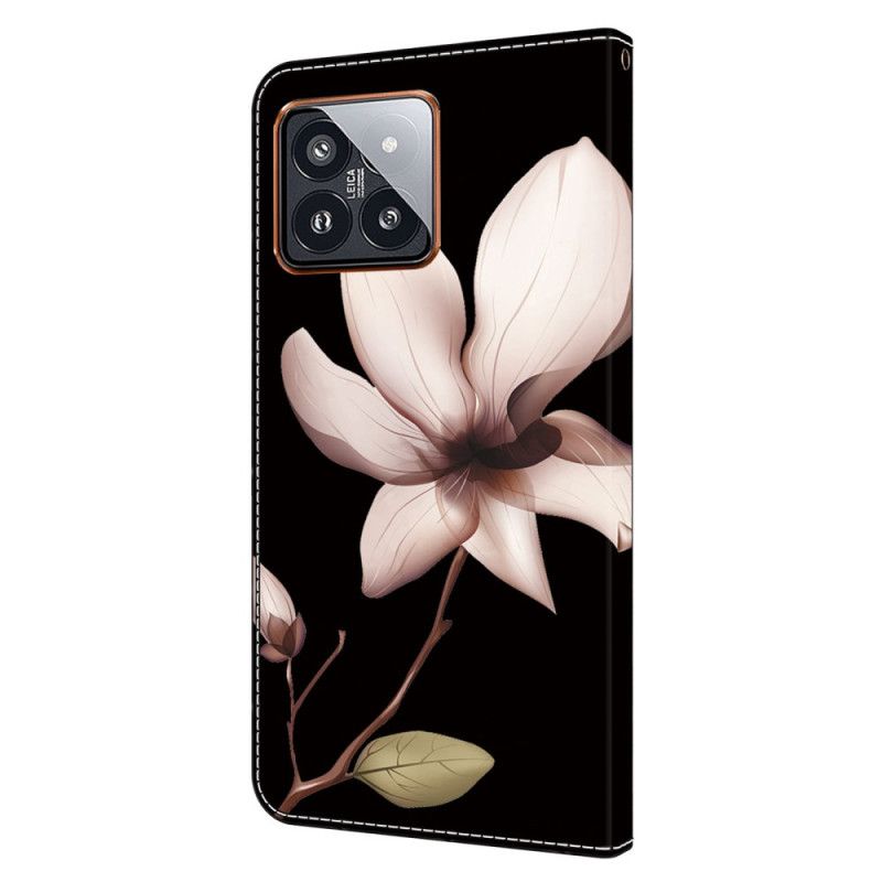 Lederhüllen Xiaomi 14 Pro Rosa Blume