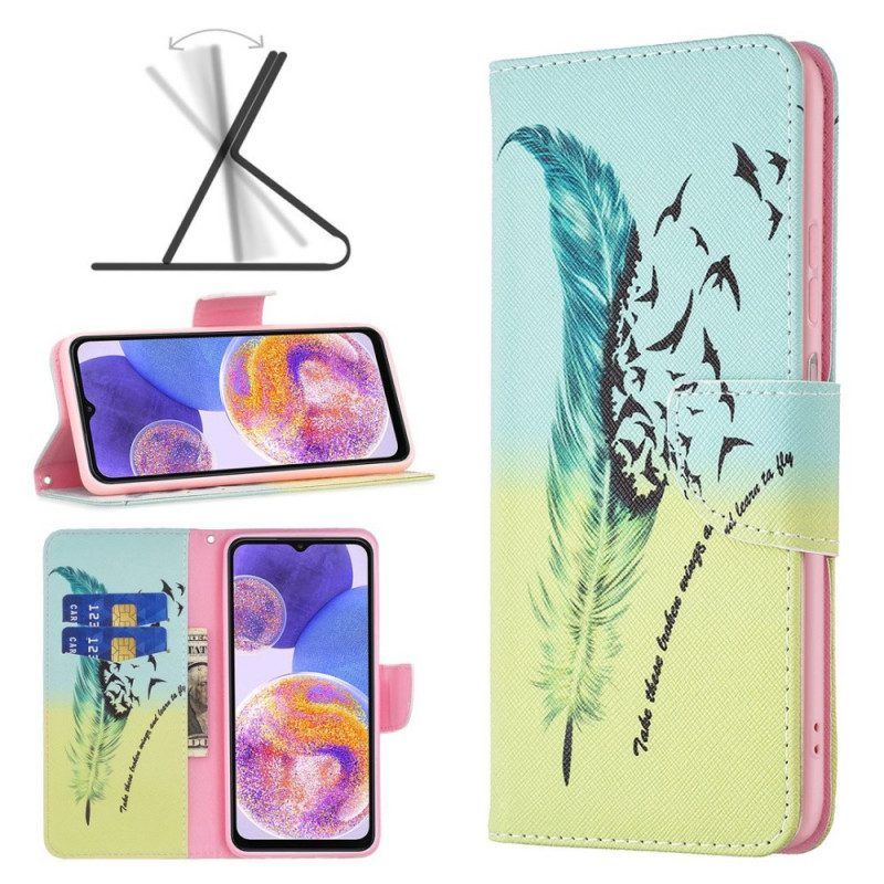 Flip Case Für Samsung Galaxy M53 5G Feder