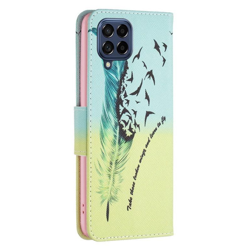 Flip Case Für Samsung Galaxy M53 5G Feder