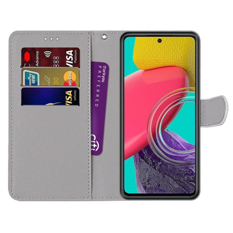 Flip Case Für Samsung Galaxy M53 5G Gelb Und Schwarz