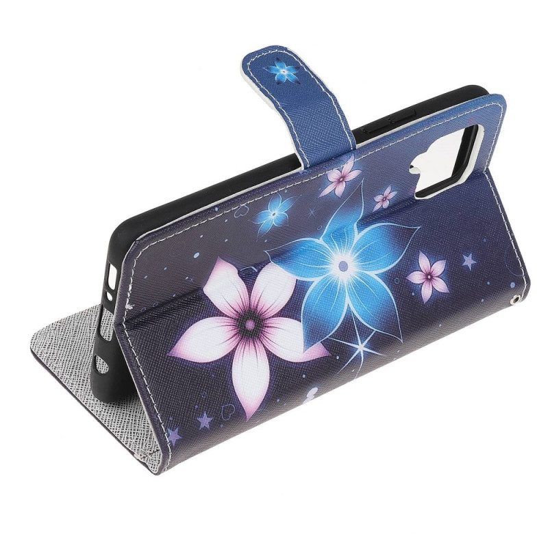 Flip Case Für Samsung Galaxy M53 5G Mit Kordel Mondriemenblumen