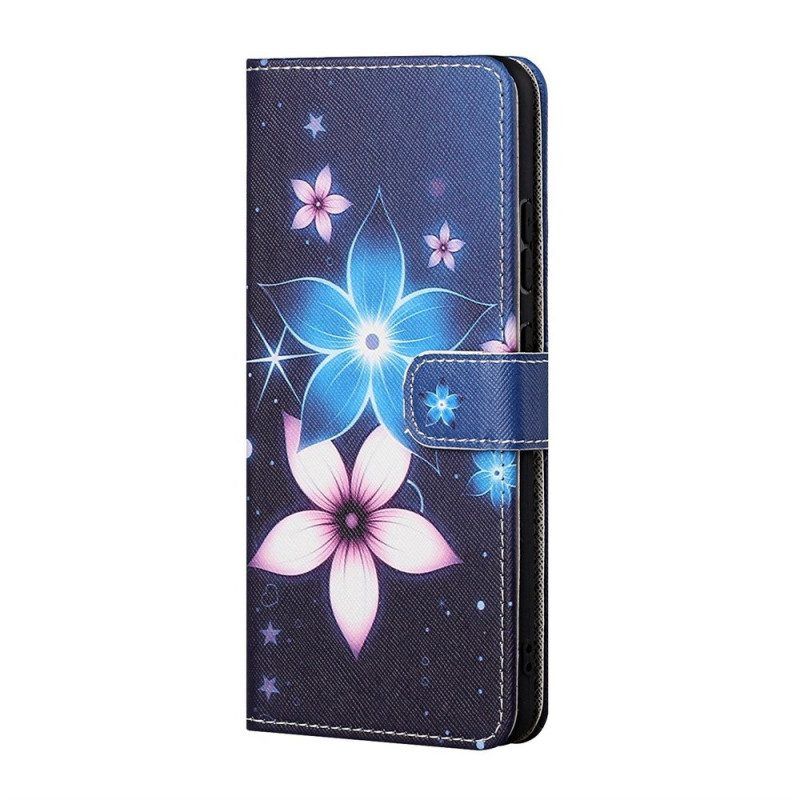 Flip Case Für Samsung Galaxy M53 5G Mit Kordel Mondriemenblumen