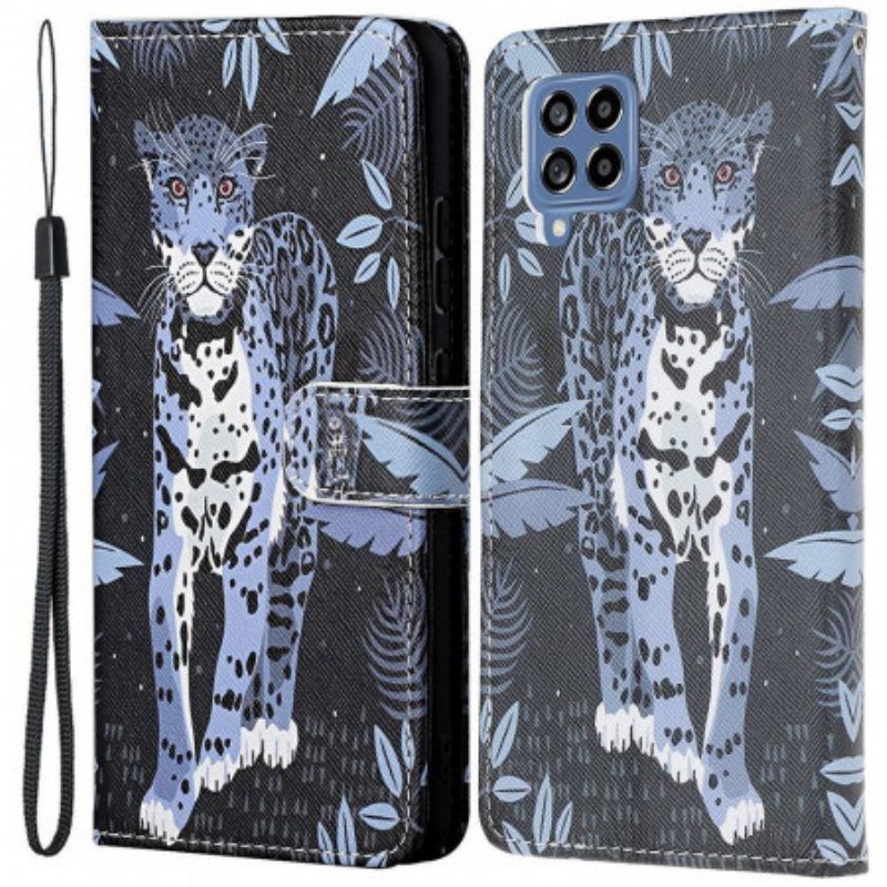 Flip Case Für Samsung Galaxy M53 5G Mit Kordel Riemchen-leopard