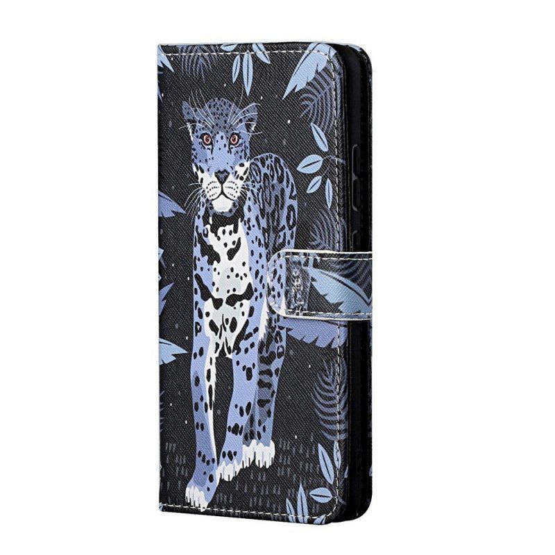 Flip Case Für Samsung Galaxy M53 5G Mit Kordel Riemchen-leopard