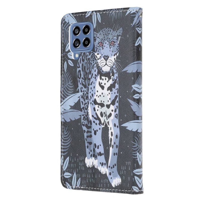 Flip Case Für Samsung Galaxy M53 5G Mit Kordel Riemchen-leopard