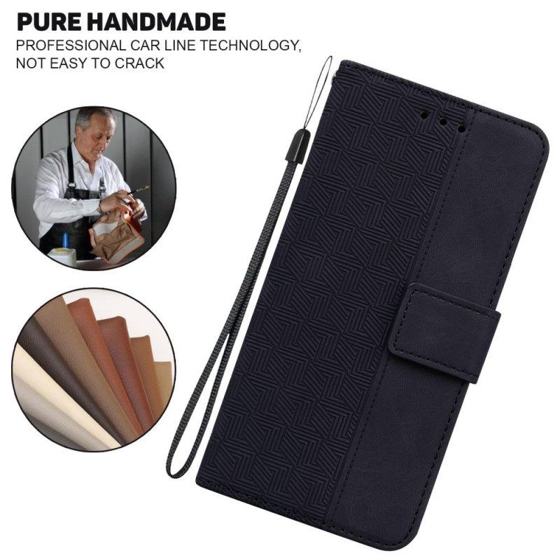 Flip Case Für Samsung Galaxy M53 5G Mit Kordel Riemchenmuster