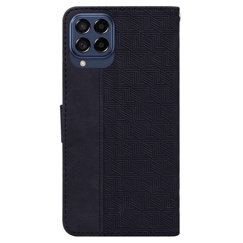 Flip Case Für Samsung Galaxy M53 5G Mit Kordel Riemchenmuster