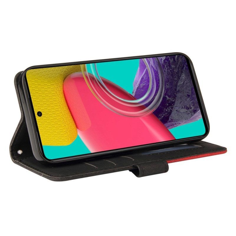 Flip Case Für Samsung Galaxy M53 5G Mit Kordel Zweifarbiger Riemen