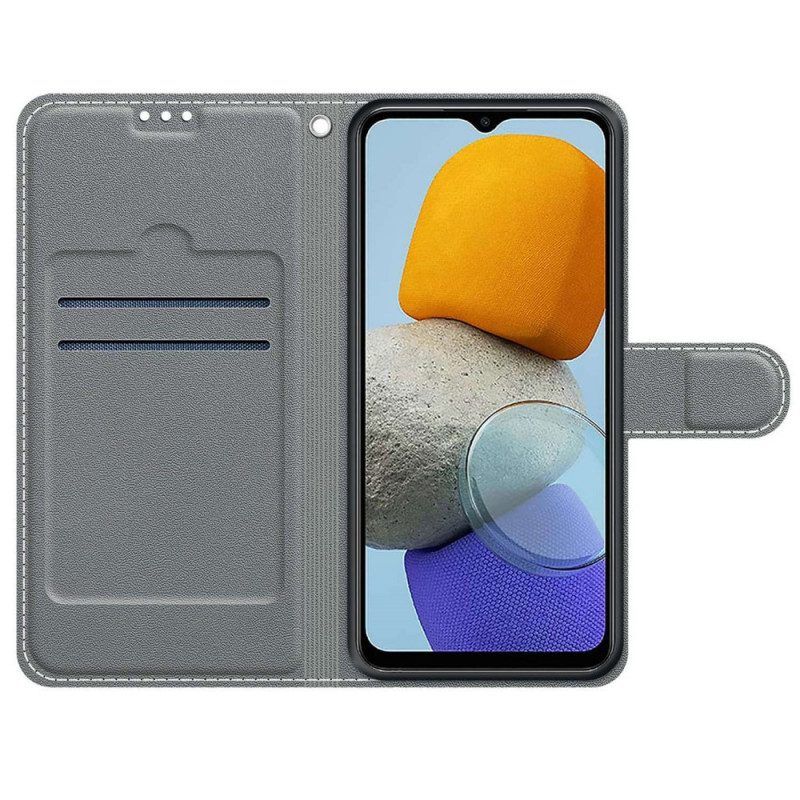 Flip Case Für Samsung Galaxy M53 5G Rosen Mit Schlüsselband