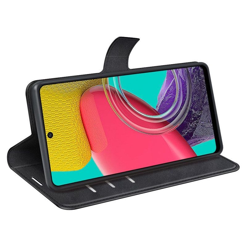 Flip Case Für Samsung Galaxy M53 5G Schlanker. Extremer Ledereffekt