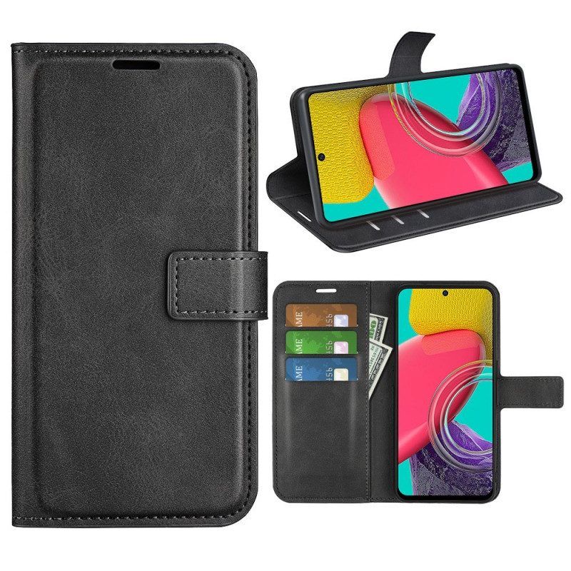 Flip Case Für Samsung Galaxy M53 5G Schlanker. Extremer Ledereffekt