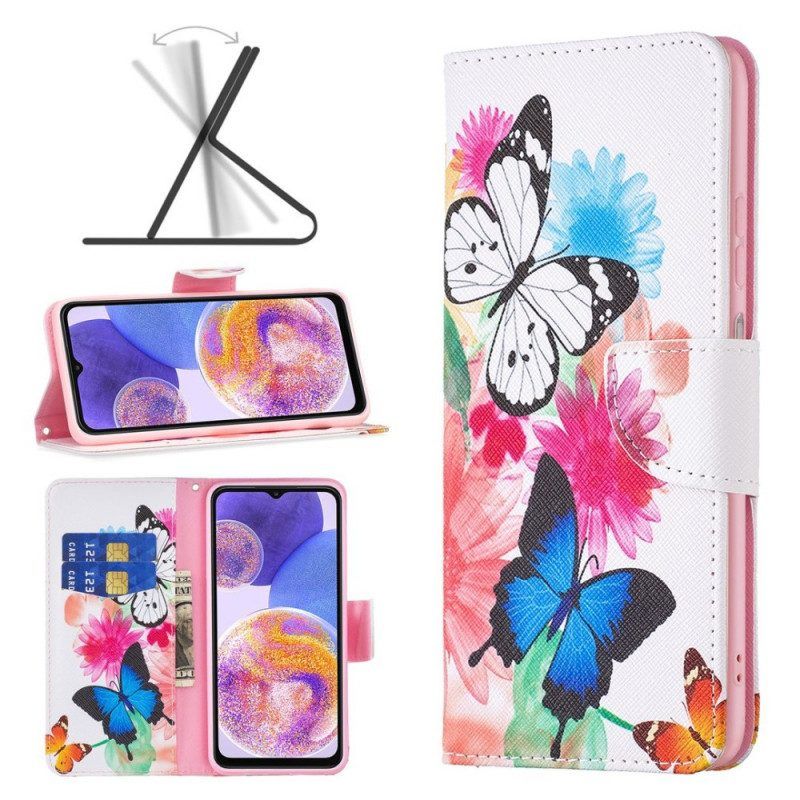 Flip Case Für Samsung Galaxy M53 5G Schmetterlinge Schmetterlinge