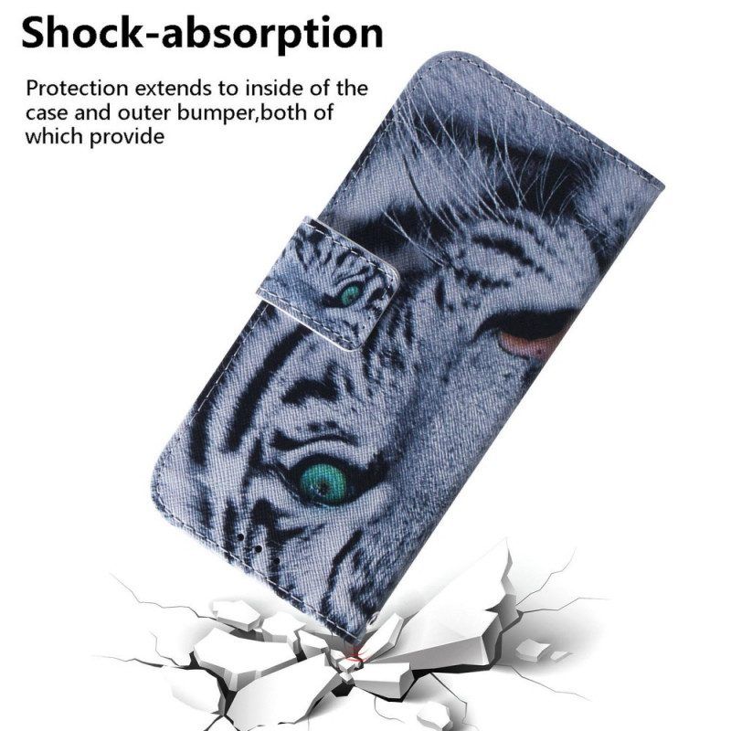 Flip Case Für Samsung Galaxy M53 5G Weißer Tiger