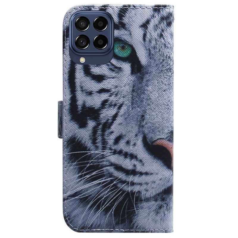 Flip Case Für Samsung Galaxy M53 5G Weißer Tiger