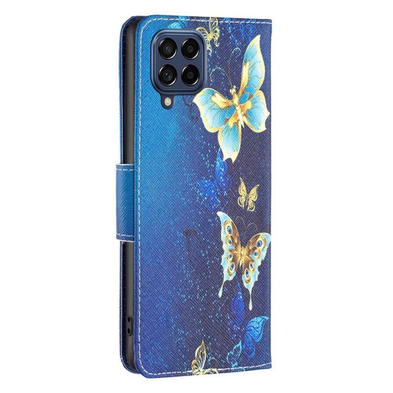 Lederhüllen Für Samsung Galaxy M53 5G Goldene Schmetterlinge