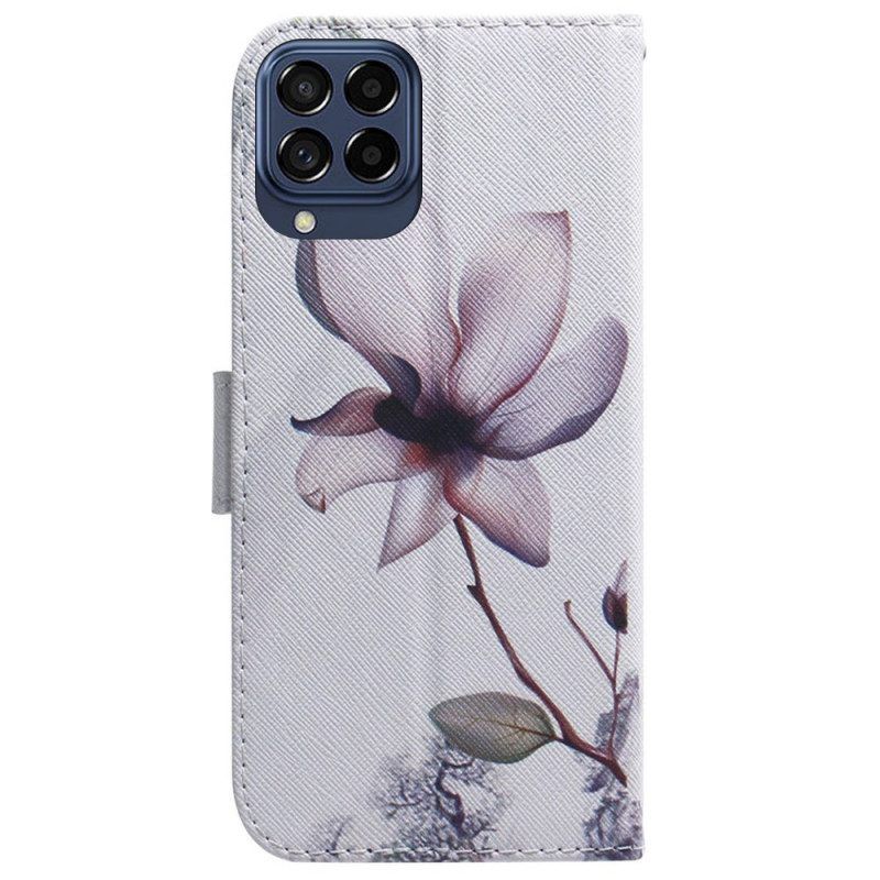 Lederhüllen Für Samsung Galaxy M53 5G Pinke Blume