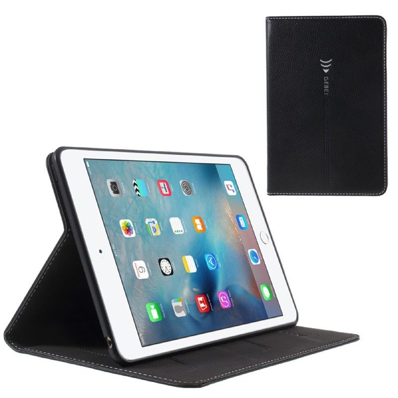 Flip Case iPad Mini 4 Schwarz Gebei Litschiimitatleder