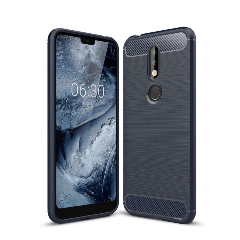 Hülle Nokia 7.1 Dunkelblau Gebürstete Kohlefaser