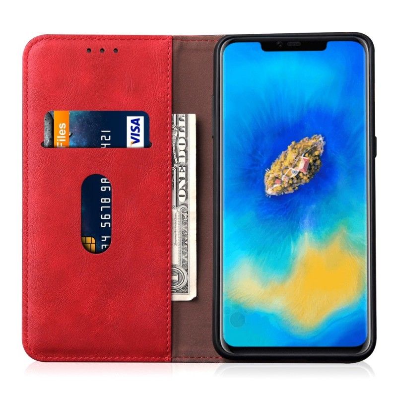 Flip Case Huawei Mate 20 Pro Schwarz Genähter Ledereffekt