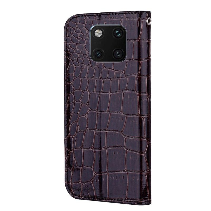 Flip Case Huawei Mate 20 Pro Schwarz Krokodilhauteffekt Und Pailletten