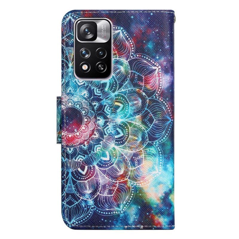 Flip Case Für Xiaomi Redmi Note 11 Pro Plus 5G Mit Kordel Auffälliges Riemchen-mandala