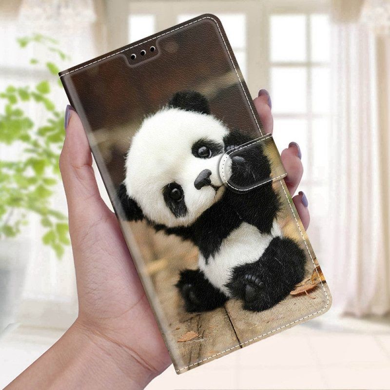 Flip Case Für Xiaomi Redmi Note 11 Pro Plus 5G Mit Kordel Kleiner Panda Mit Riemen