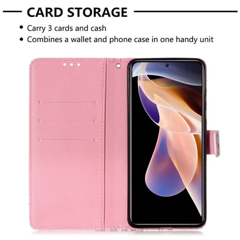 Flip Case Für Xiaomi Redmi Note 11 Pro Plus 5G Rote Schmetterlinge