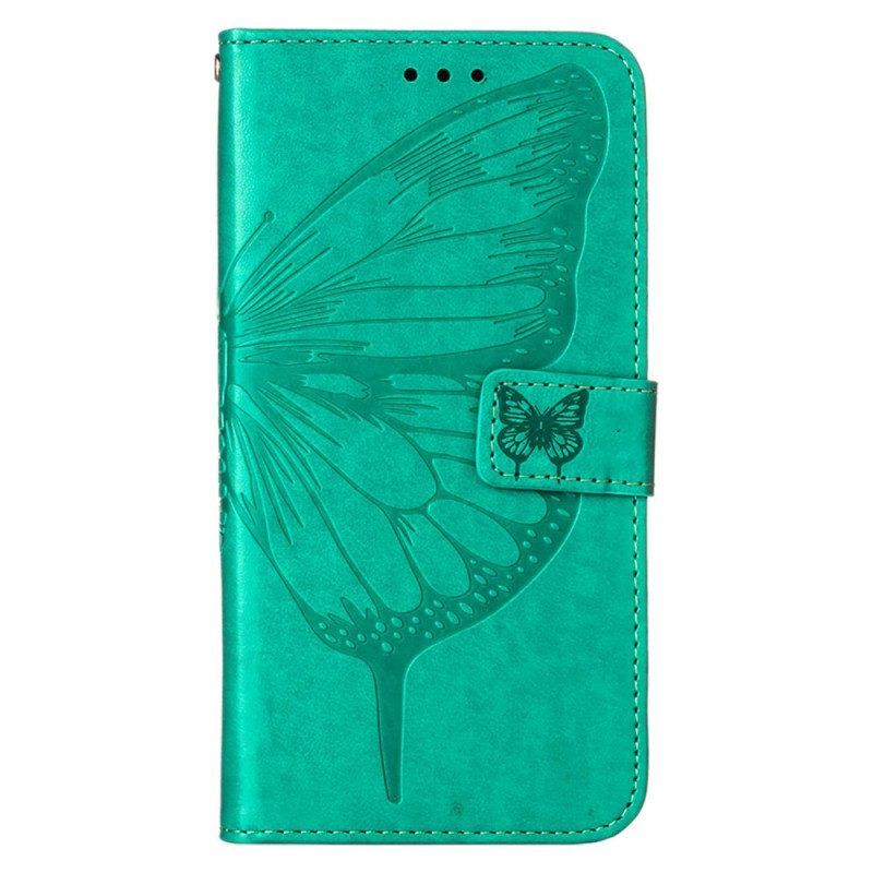 Flip Case Für Xiaomi Redmi Note 11 Pro Plus 5G Schmetterlingsdesign Mit Umhängeband