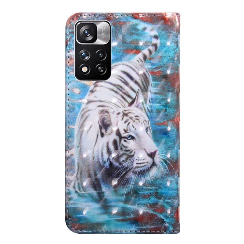 Flip Case Für Xiaomi Redmi Note 11 Pro Plus 5G Tiger Im Wasser