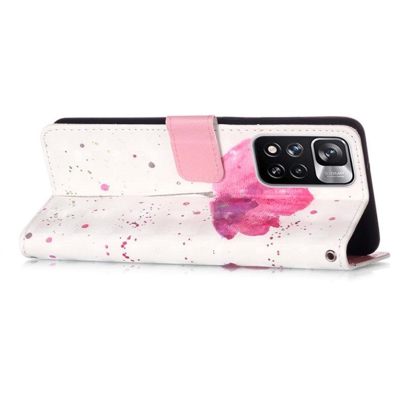 Hülle Flip Case Für Xiaomi Redmi Note 11 Pro Plus 5G Aquarellmohn