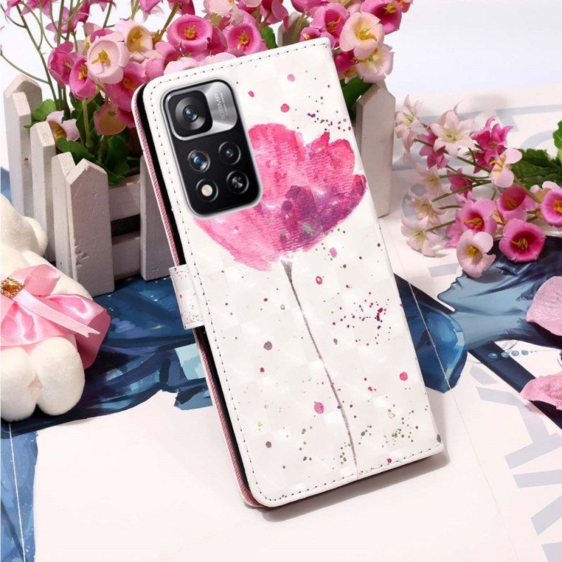 Hülle Flip Case Für Xiaomi Redmi Note 11 Pro Plus 5G Aquarellmohn