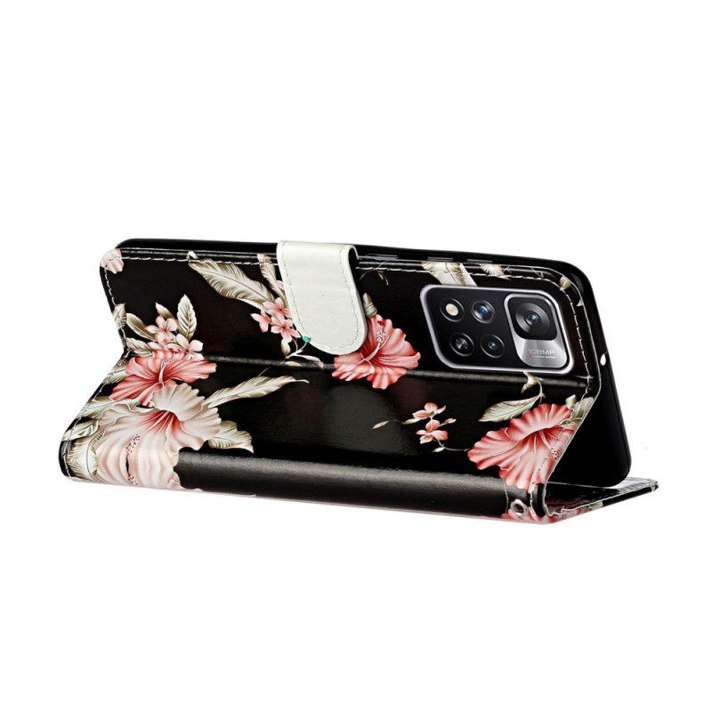 Lederhüllen Für Xiaomi Redmi Note 11 Pro Plus 5G Der Blumenstil