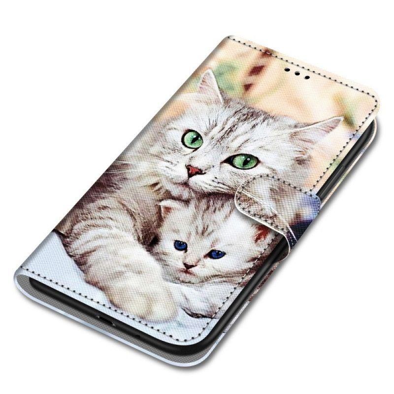 Lederhüllen Für Xiaomi Redmi Note 11 Pro Plus 5G Katzenfamilie