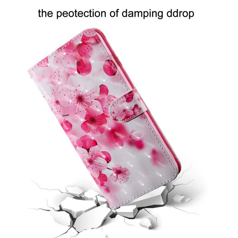 Lederhüllen Für Xiaomi Redmi Note 11 Pro Plus 5G Pinke Blumen