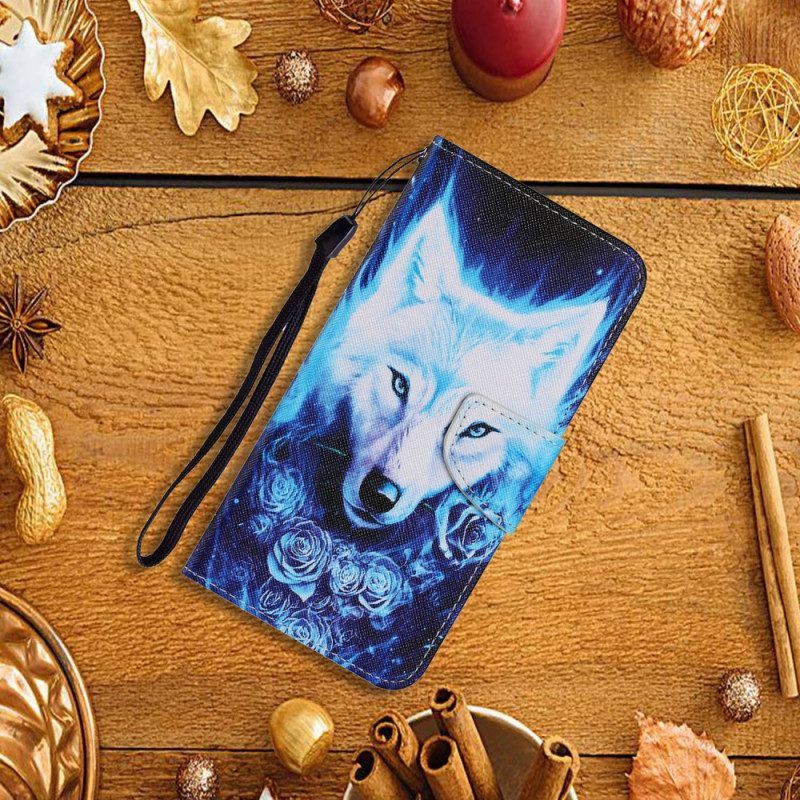 Lederhüllen Für Xiaomi Redmi Note 11 Pro Plus 5G Wolf Mit Schlüsselband