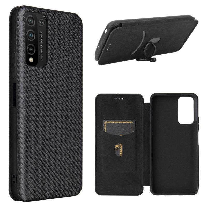 Flip Case Für Honor 10X Lite Schwarz Kohlefaser