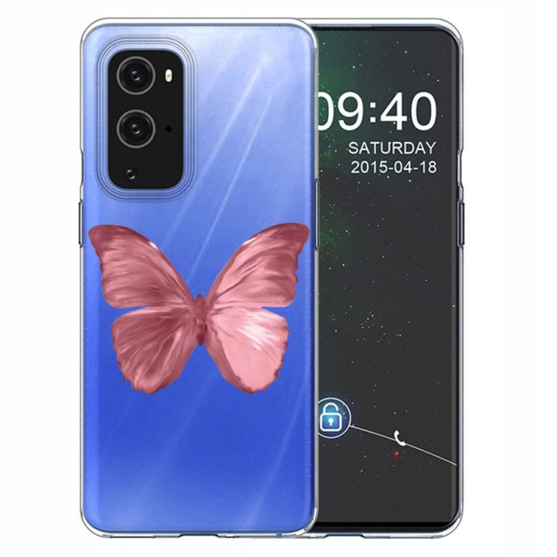 Hülle OnePlus 9 Pro Pink Wilde Schmetterlinge