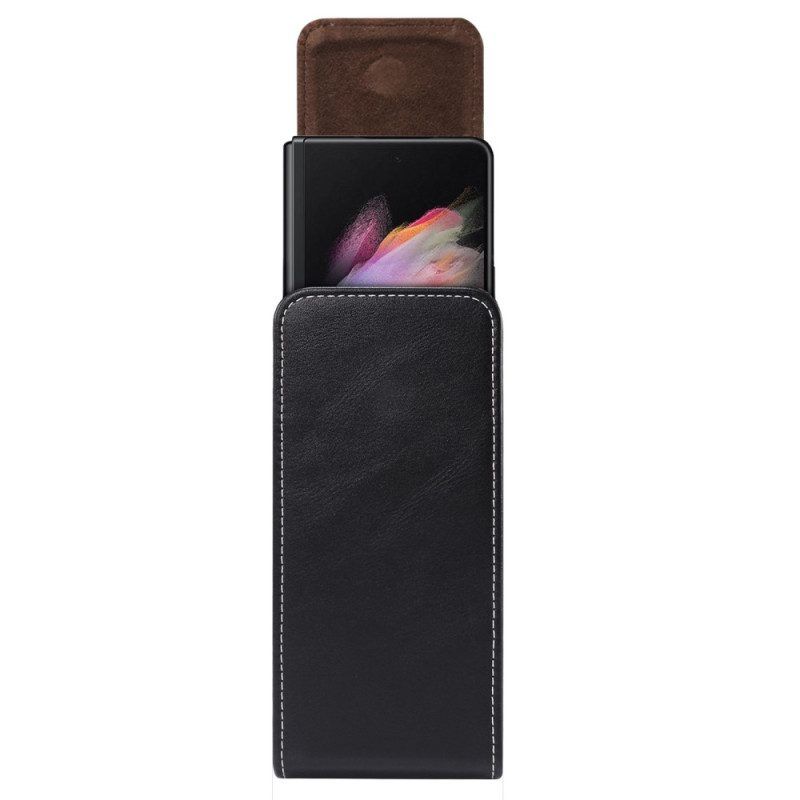 Flip Case Für Samsung Galaxy Z Fold 4 Gürteltasche Aus Mikrofaser-leder